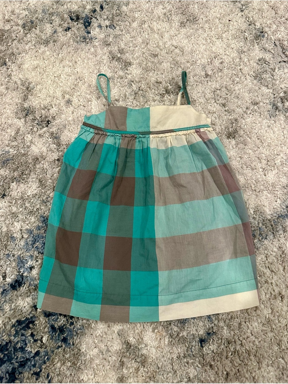 Burberry baby girl nova check Teal & Gray Sundress 9-12 months nwot